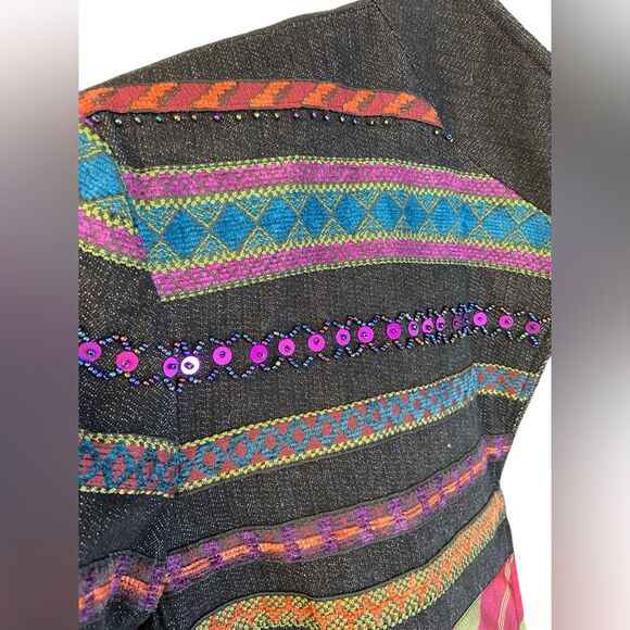 Coldwater Creek Embellished Multicolor Lined Blazer Size 10 - Picture 10 of 13